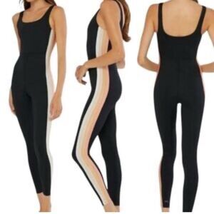 IVL collective Elegant Black Jumpsuit with Striped Detail